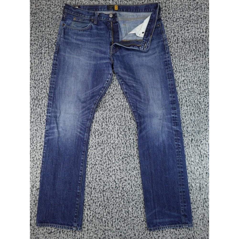 J.Crew 770 Straight Fit Jeans Mens 36x32 Blue Japanese Kaihara Denim